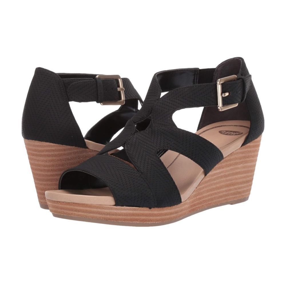 Dr Scholls Bailey Wedge Sandals in Black Size‎ 8.5 B39